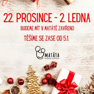 Šťastné a veselé Vánoce! ❤️🎄 Milé rodiny a přátelé Rodinného centra Matáta,❤️ blíží se čas Vánoc – čas zklidnění,...